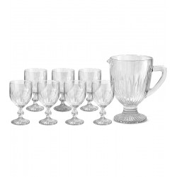 Jogo De Jarra 1,2 Litros Com 6 Taças 270ml Zahav Em Vidro